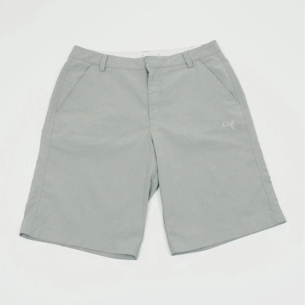 Puma Golf Tech Shorts Mens 34 Light Gray Flat Front Performance Stretch Blend